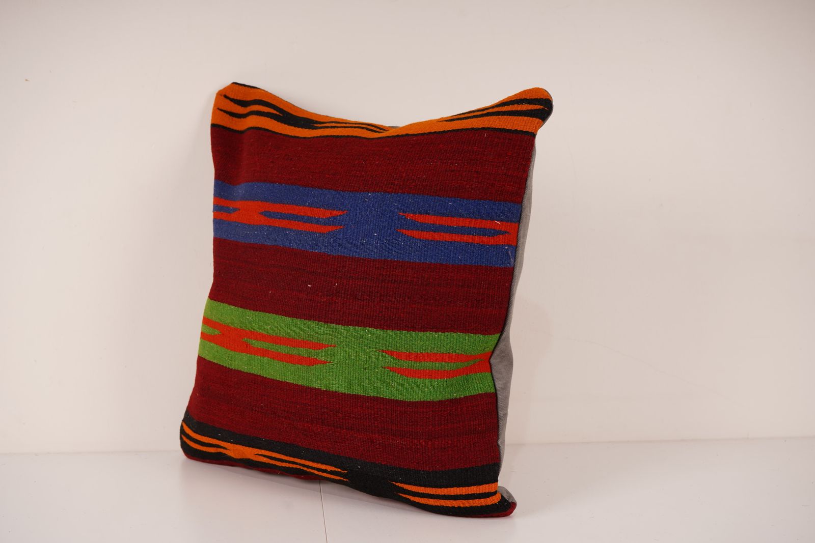 Traditional Turkish Hemp Decorative Kilim Pillow, Set Of Two Anatolian Striped Square Kilim Pillow Cover photo Textiles