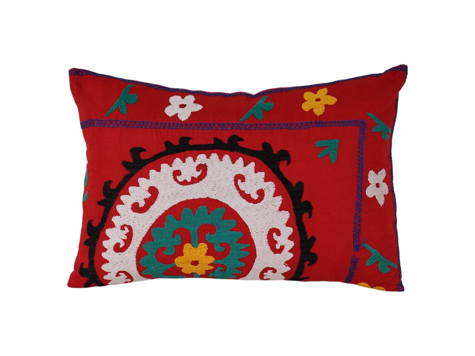 1960s Samarkand Suzani Pillow Cover   Red And White Vintage Uzbek Textile Art For Bedding And Home Decor