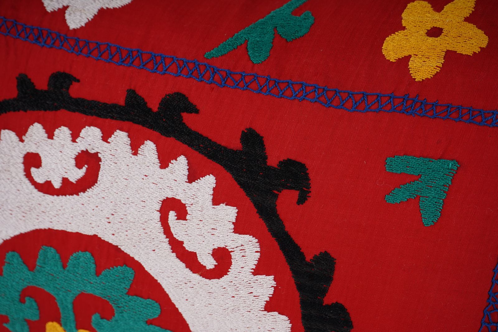 1960s Samarkand Suzani Pillow Cover   Red And White Vintage Uzbek Textile Art For Bedding And Home Decor photo furniture