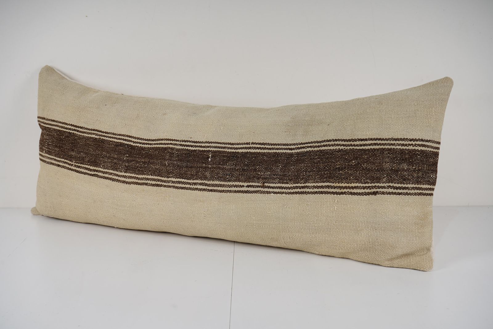 Organic Turkish Bedding Kilim Pillow Cover   Extra Long Tribal Cushion Cover   Ethnic House Decor   Hemp Lumbar Decor photo for sale
