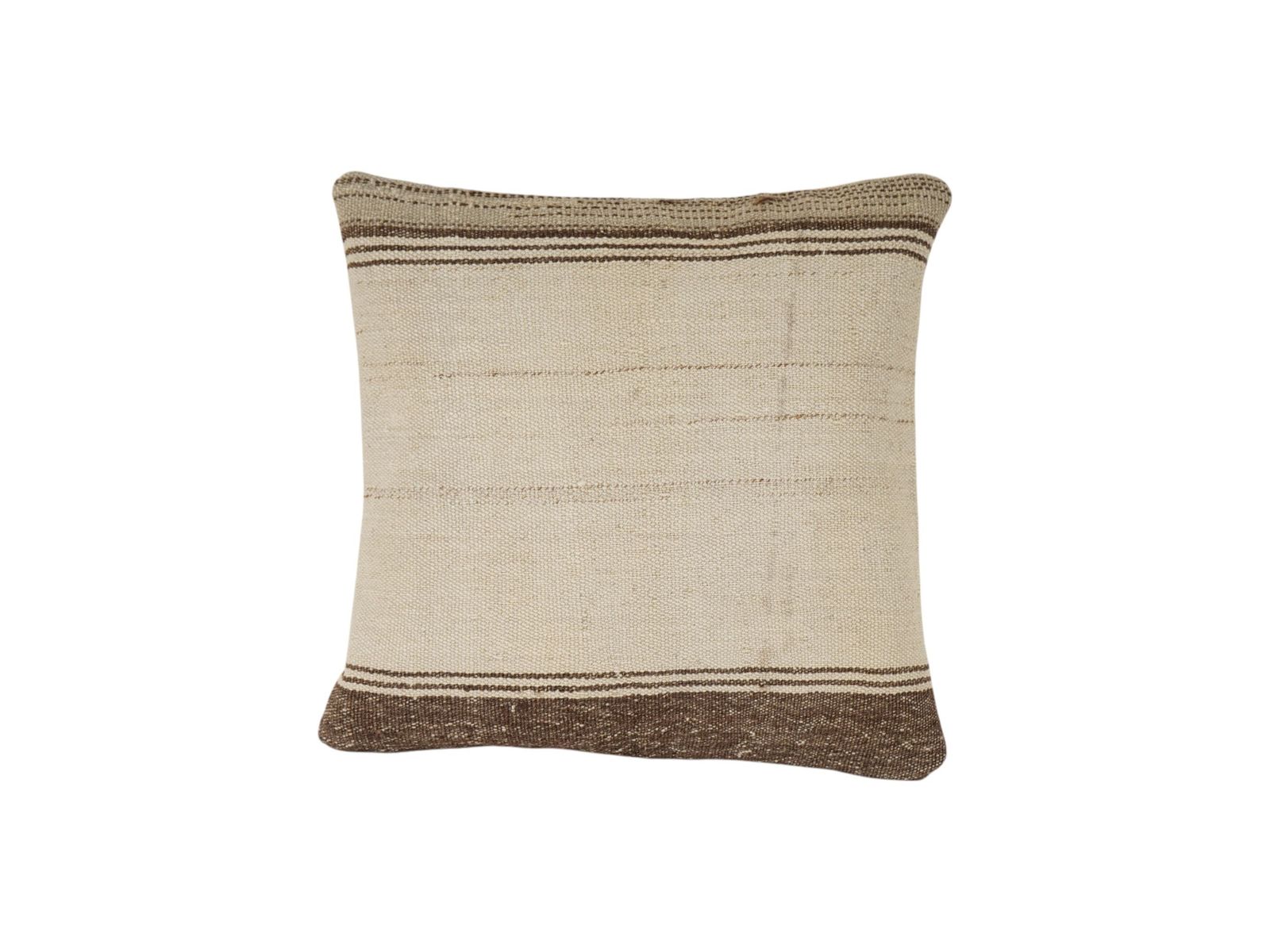Turkish Hemp Kilim Pillow Cover – Traditional Anatolian Striped Decorative Square Cushion Case