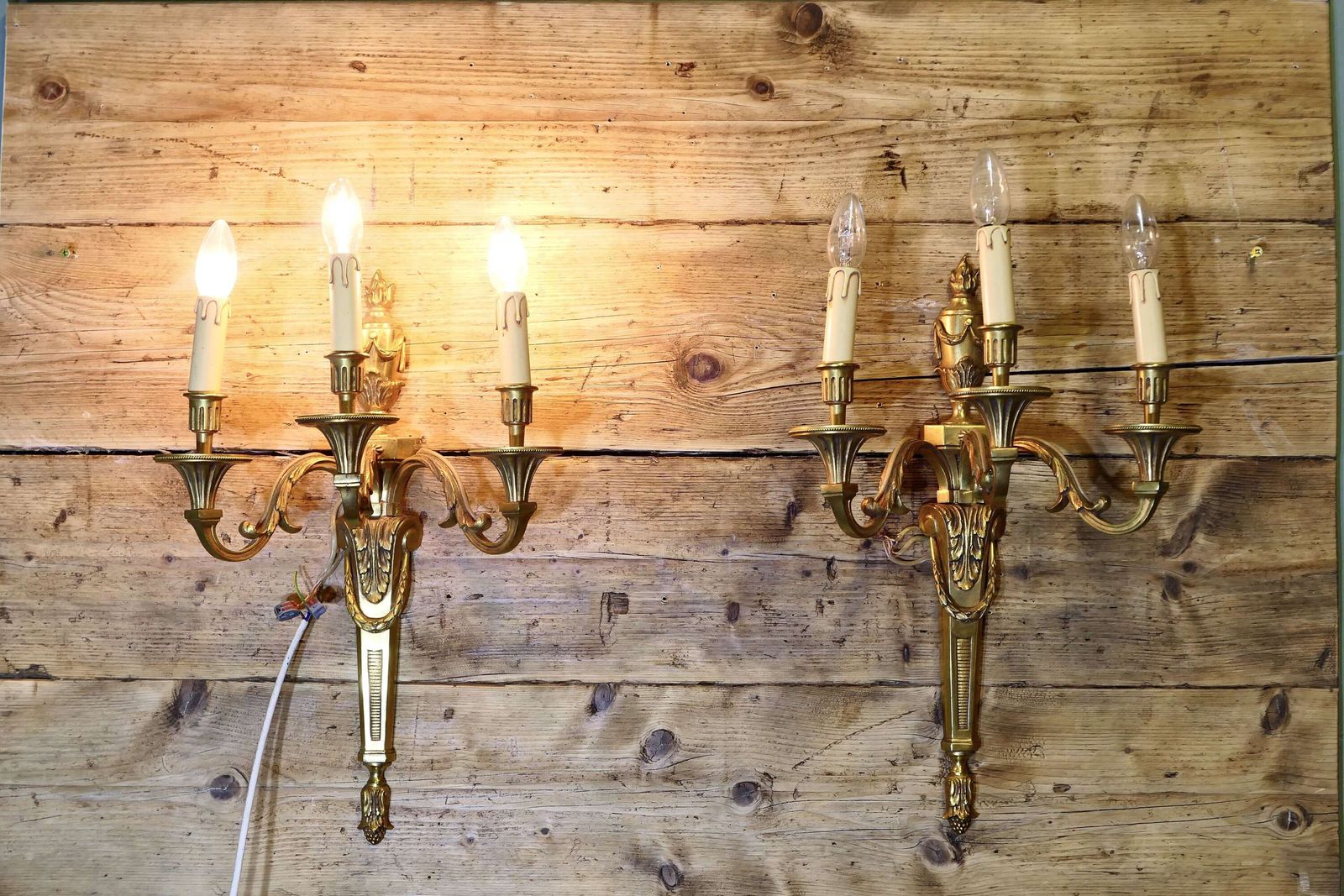 A Large Fine Quality Pair Of French Neo Classical Brass Wall Lights photo furniture