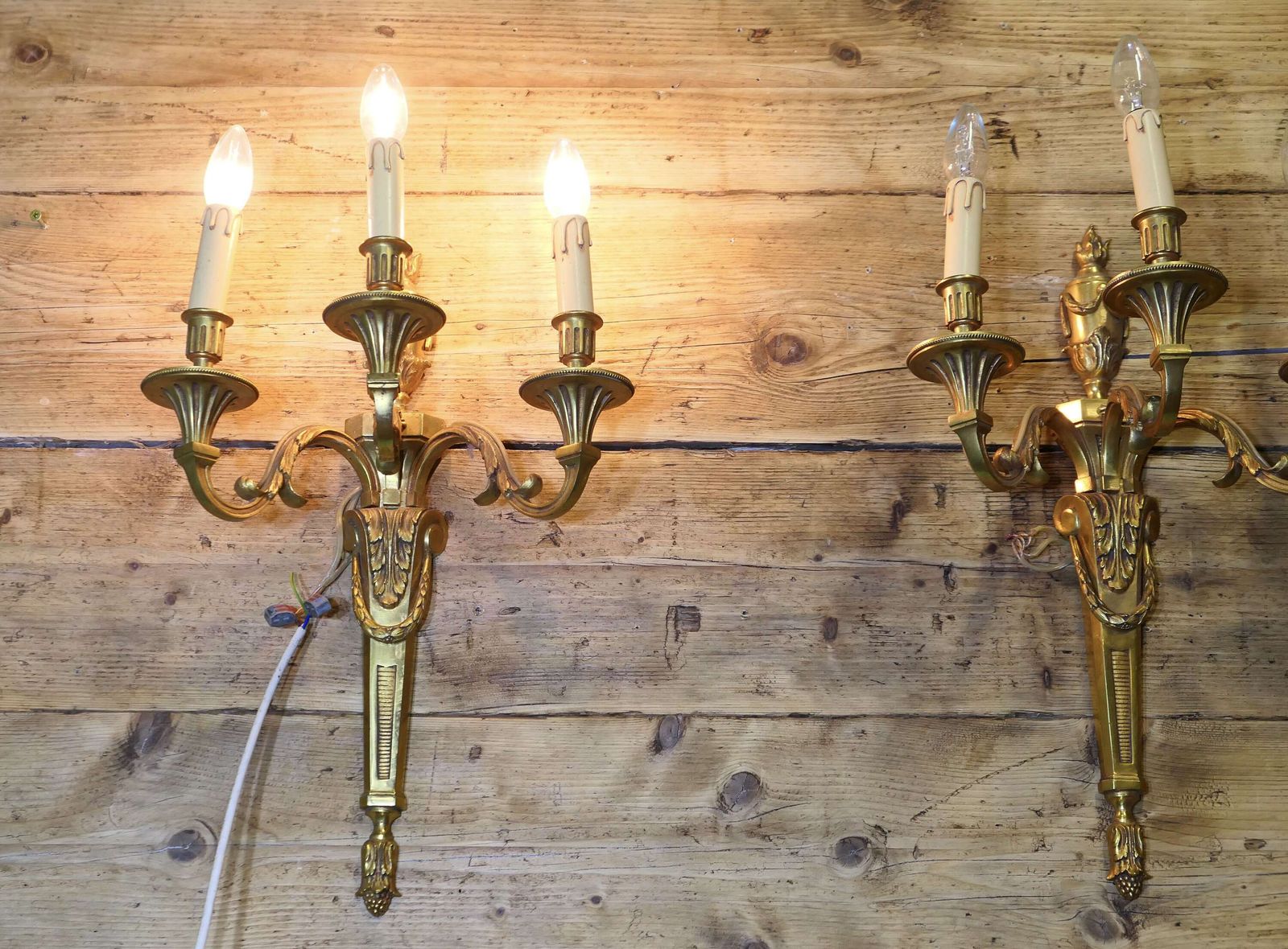 A Large Fine Quality Pair Of French Neo Classical Brass Wall Lights photo 1800.0