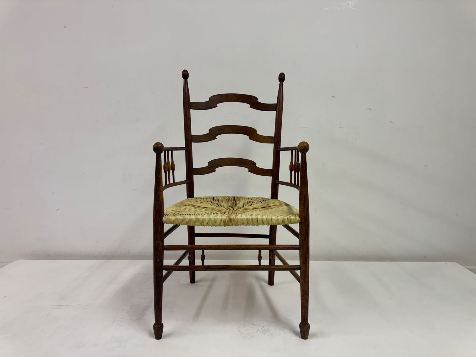 Arts And Crafts Armchair In Elm Possibly For Liberty & Co photo vinterior