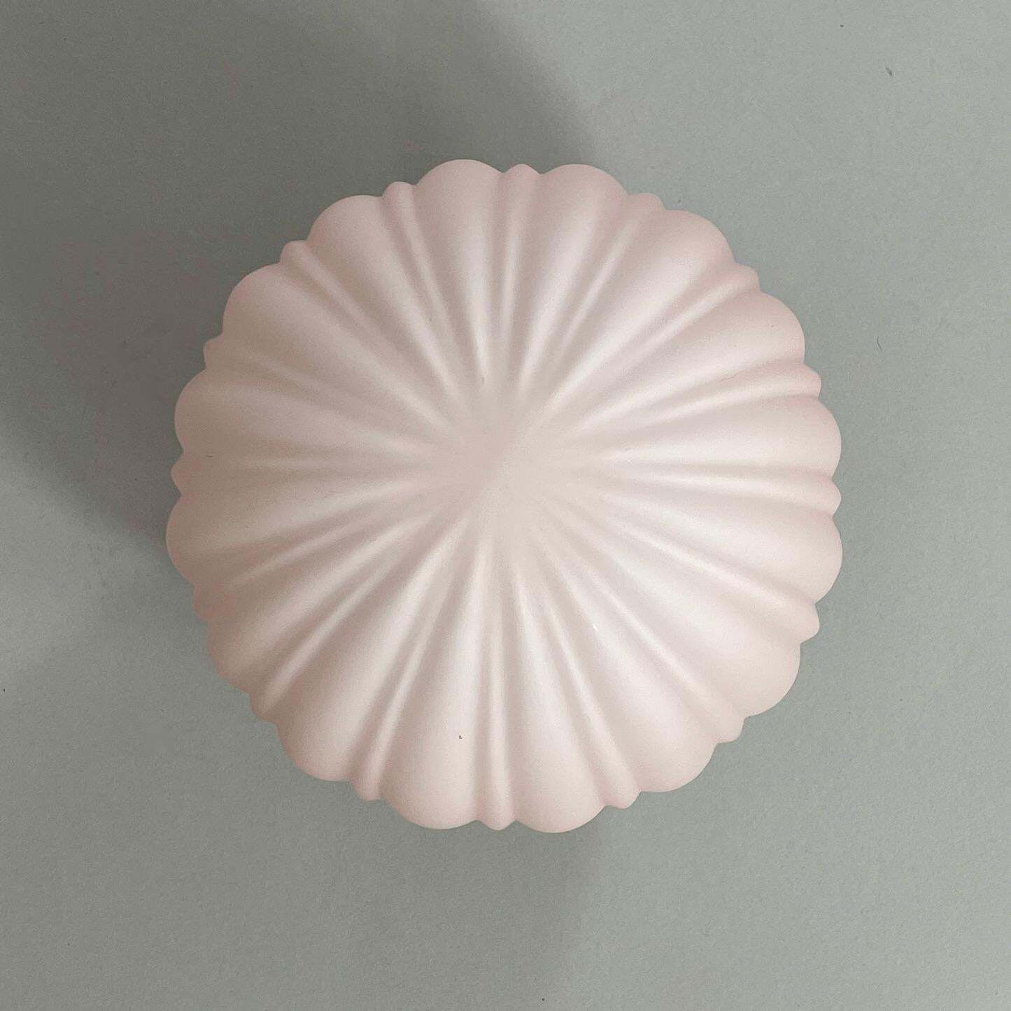 660.0 Art Deco Pale Pink Frosted Glass & Chrome Globe Flush Mount, Sweden 1940s photo