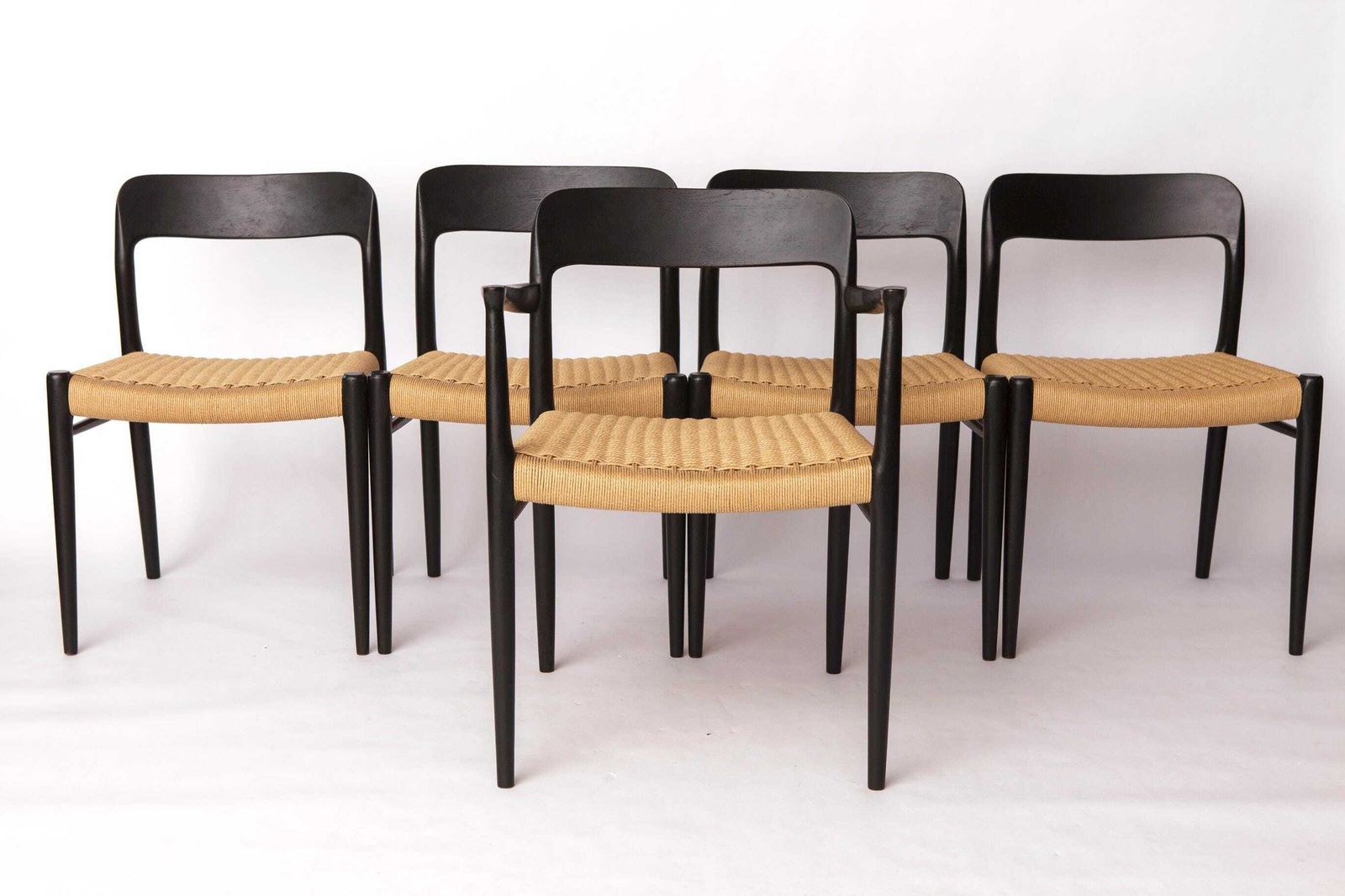 Niels Otto Møller Armchair Black 1960s – Danish Mid Century Chair Model 56 – Restored With New Woven Seat photo vintage