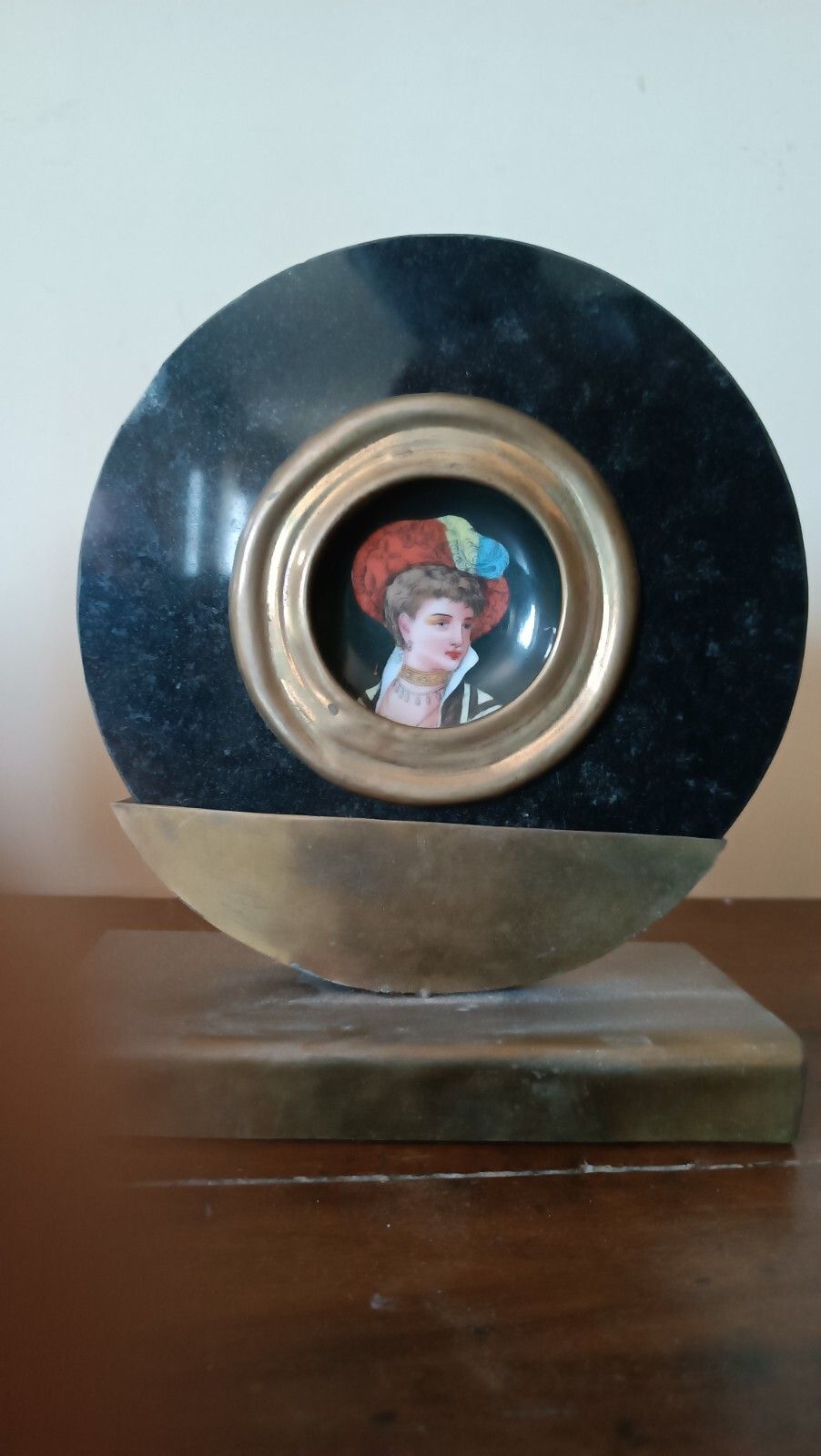 Pair Of Miniatures Painted On Marble Frame 1920s France photo Art