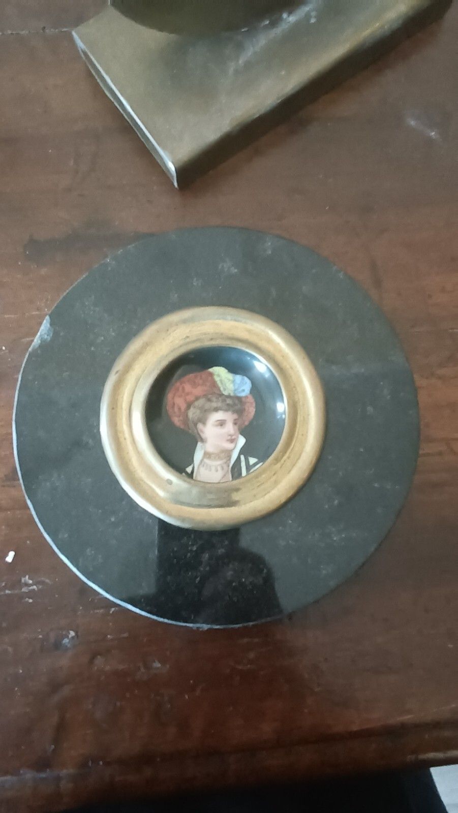 photo vinterior Pair Of Miniatures Painted On Marble Frame 1920s France