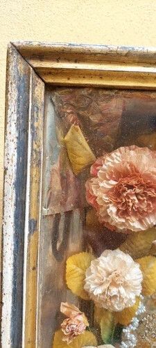 Large Devotional Teak 19th Century Italy Flowers And Beads Madonna Del Rosario photo vinterior