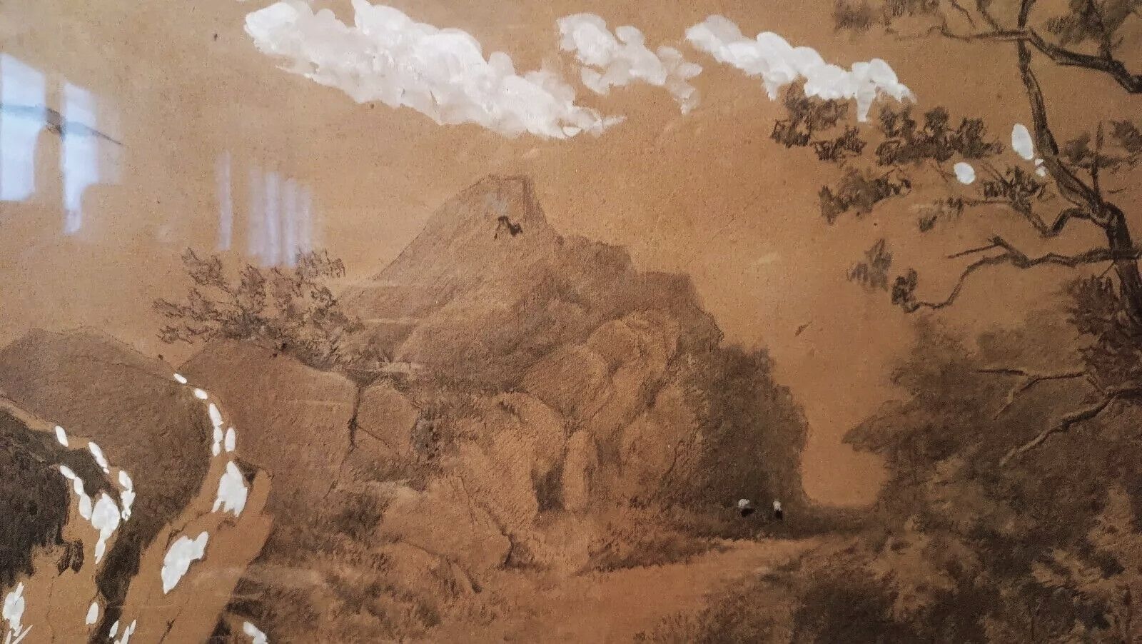 Large Landscape Painting, Mixed Technique White, 19th Century A.Mariotti 1888 Florence photo vinterior