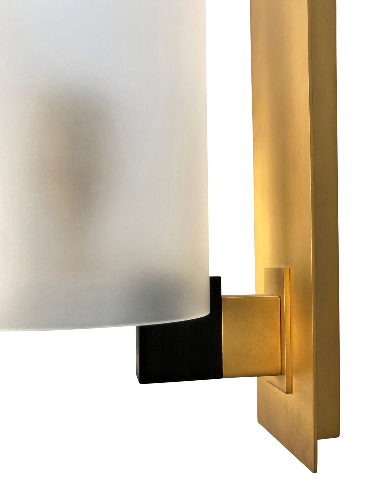 A Pair Of Italian Brass And Frosted Glass Wall Lights photo for sale