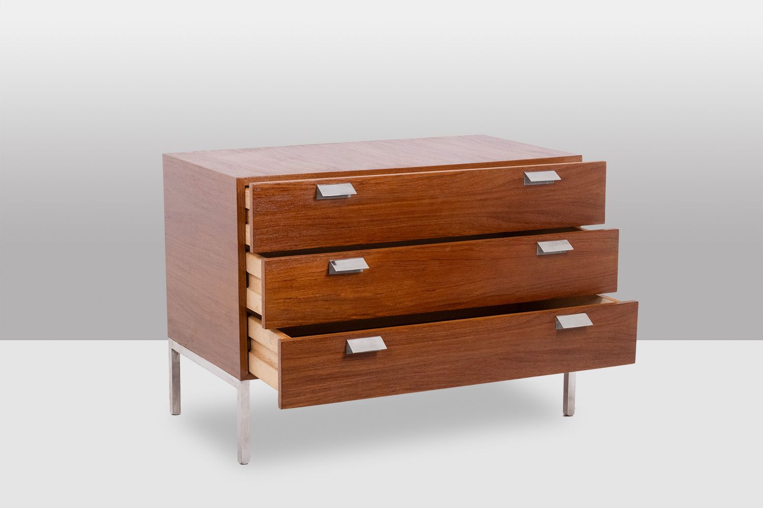 André Monpoix. 3 Drawer Teak Chest Of Drawers. 1960s. photo for sale