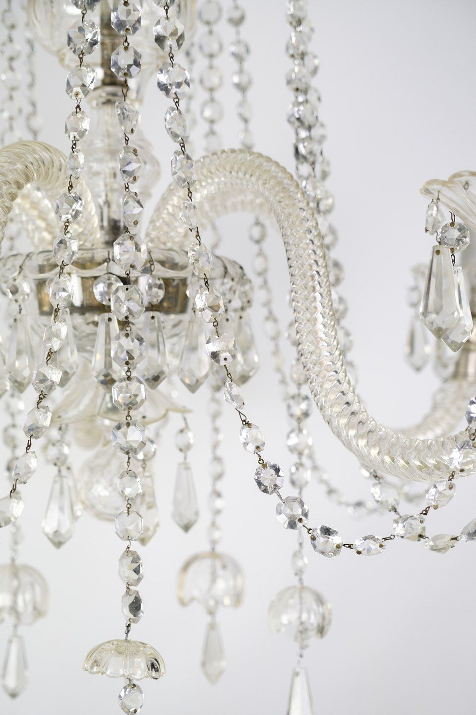 Prism Chandelier With Five Glass Arms & Electric Light Source  From 1890s photo for sale