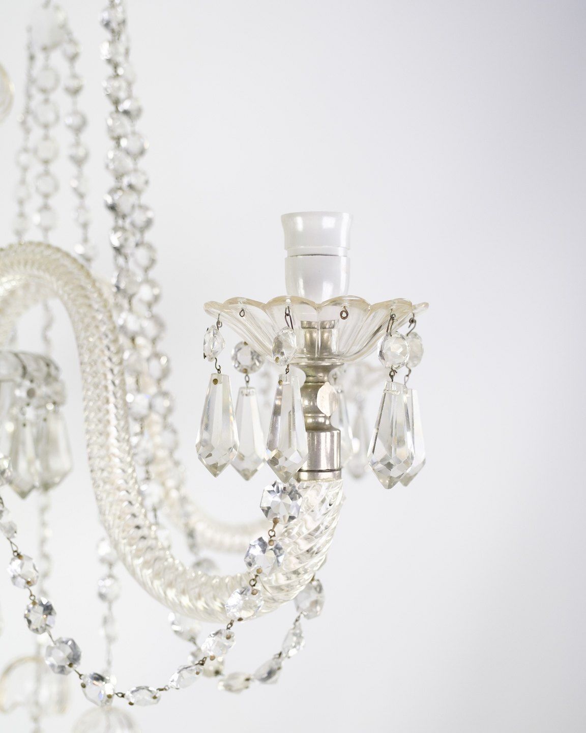 Prism Chandelier With Five Glass Arms & Electric Light Source  From 1890s photo Lighting