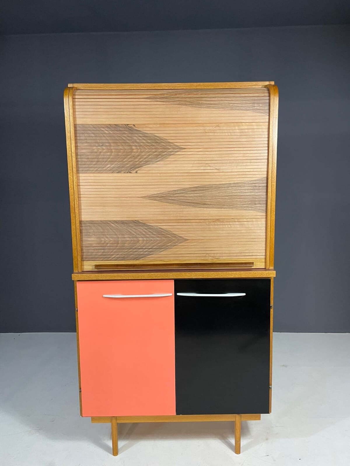 Mid Century Sideboard By Interiér Praha With Tambour Top, 1960s Czechoslovakia photo furniture