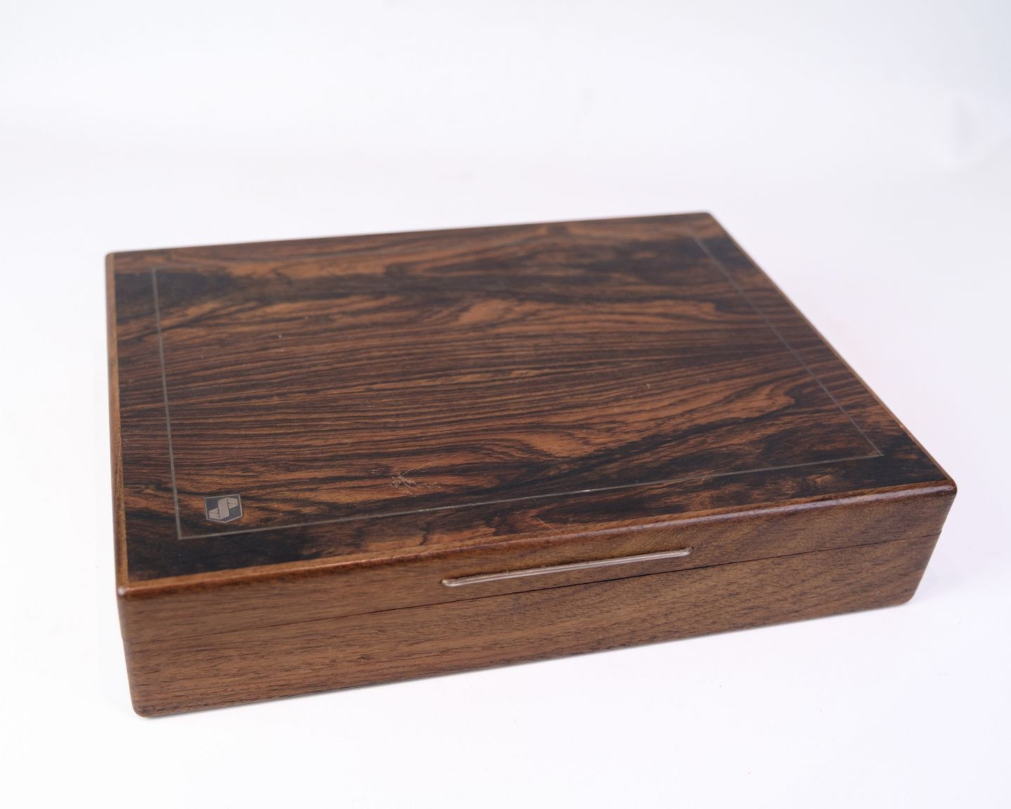 Box In Rosewood With Silver Inlay "Provinsbanken"  Danish Design From 1960s