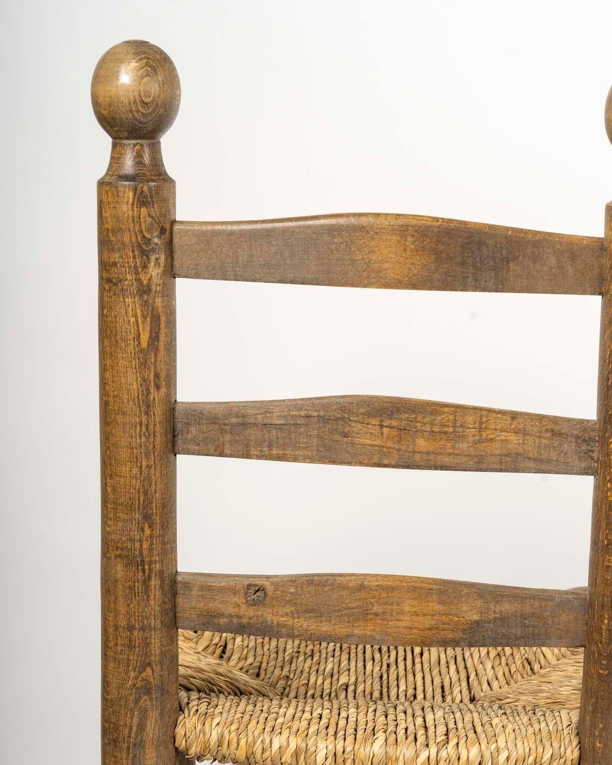 photo for sale Set Of Six Charles Dudouyt Dining Chairs In Wood And Cane, 20th Century.