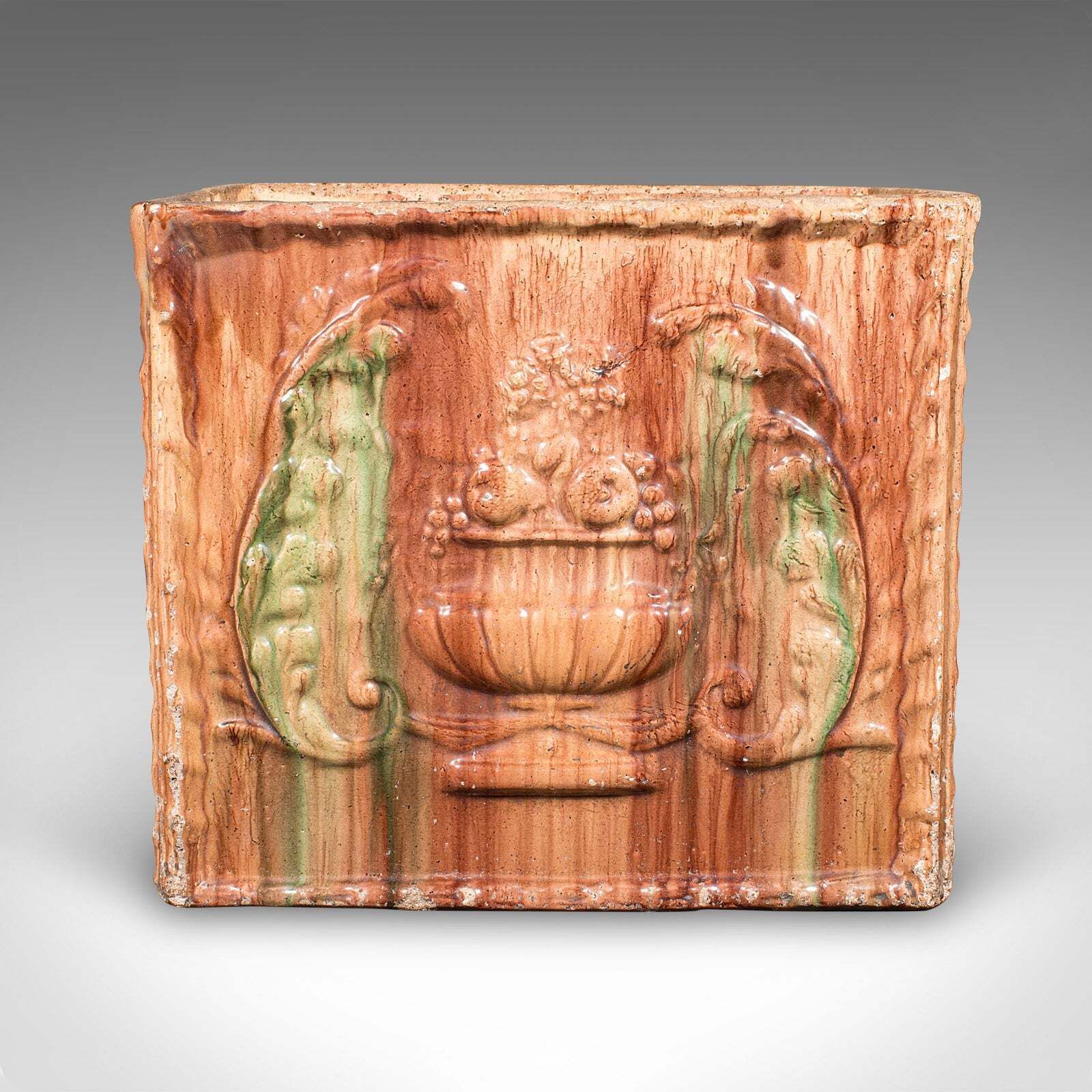 Large Antique Planter, Scottish, Ceramic Jardinière, Majolica Taste, Victorian photo Garden Decor