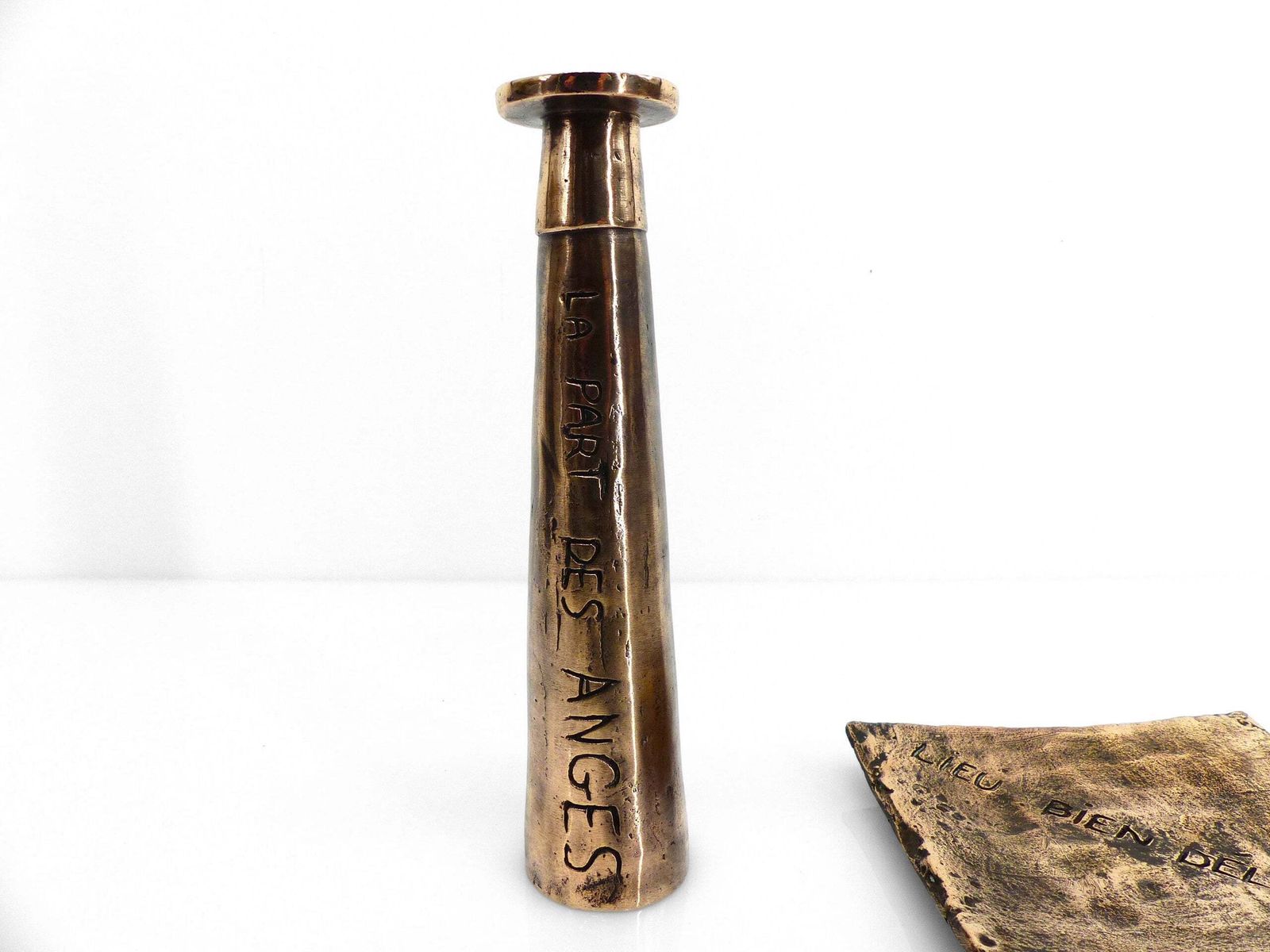 Brutalist Bronze Ashtray And Candle Holder Set, France, Circa 1980 photo for sale