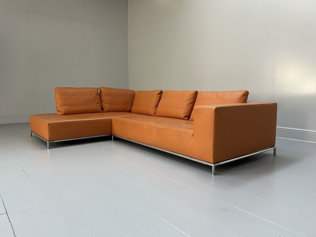 B&B Italia “George” L Shape Sofa – In Orange “Gamma” Leather photo for sale