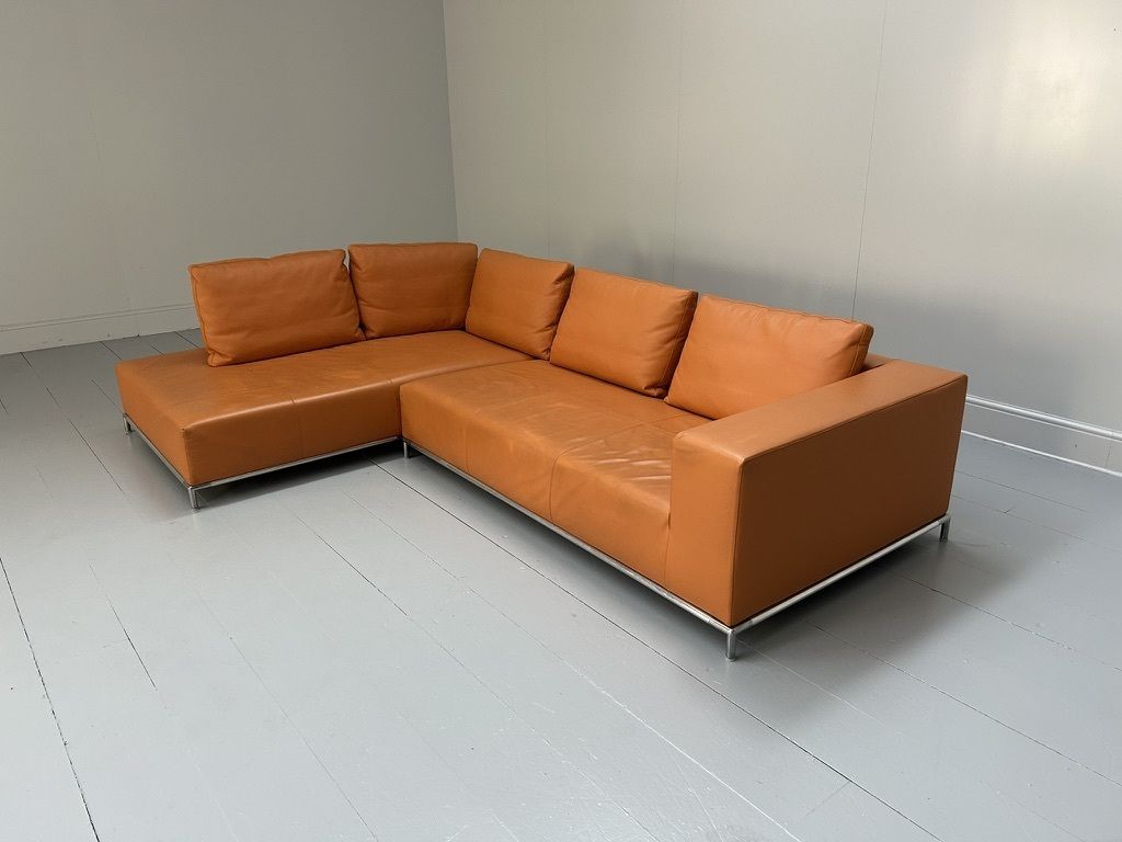 B&B Italia “George” L Shape Sofa – In Orange “Gamma” Leather photo 6900.0
