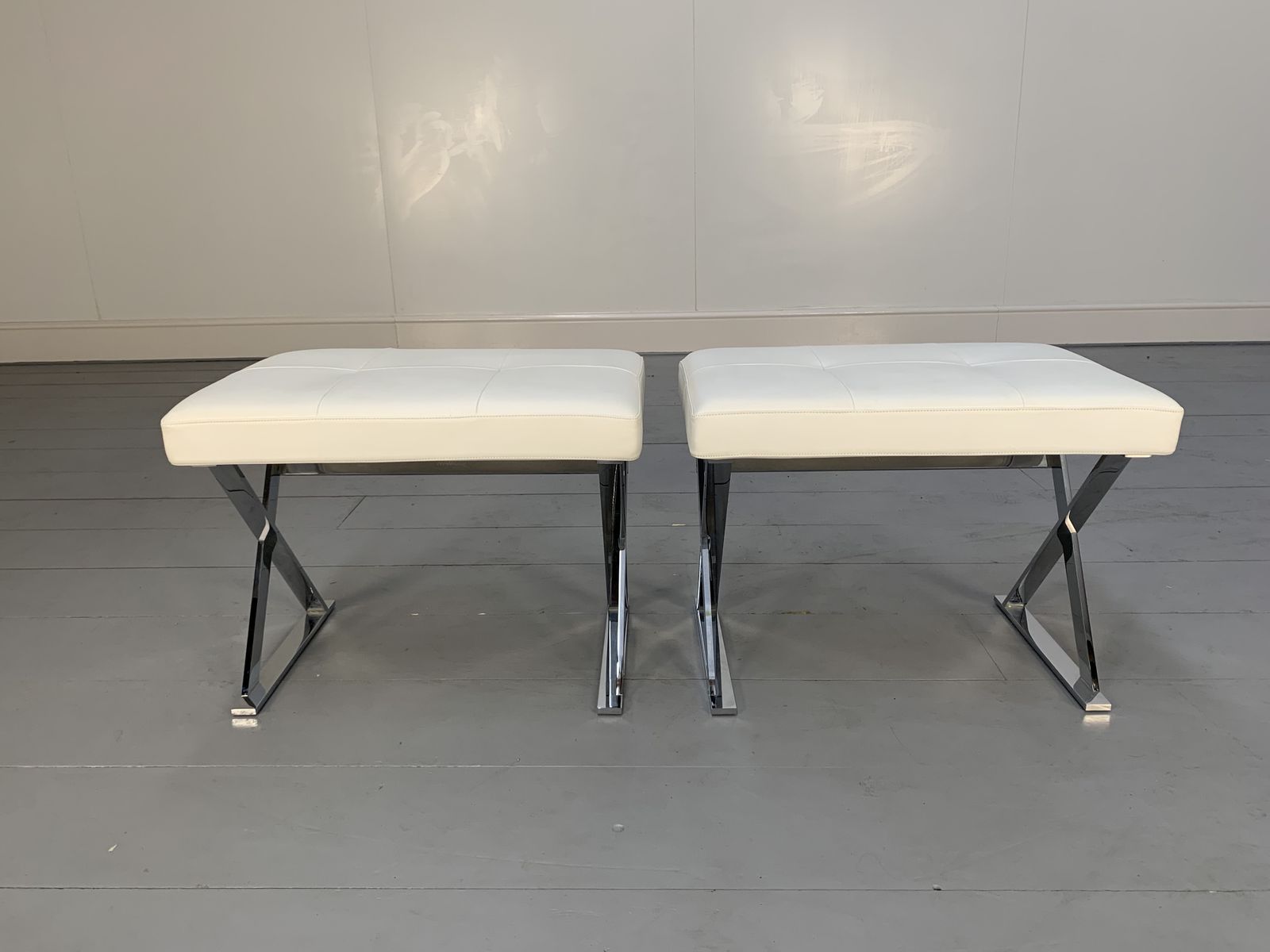 B&B Italia “Pathos Smp6” Bench Footstool – In White “Gamma” Leather photo Furniture
