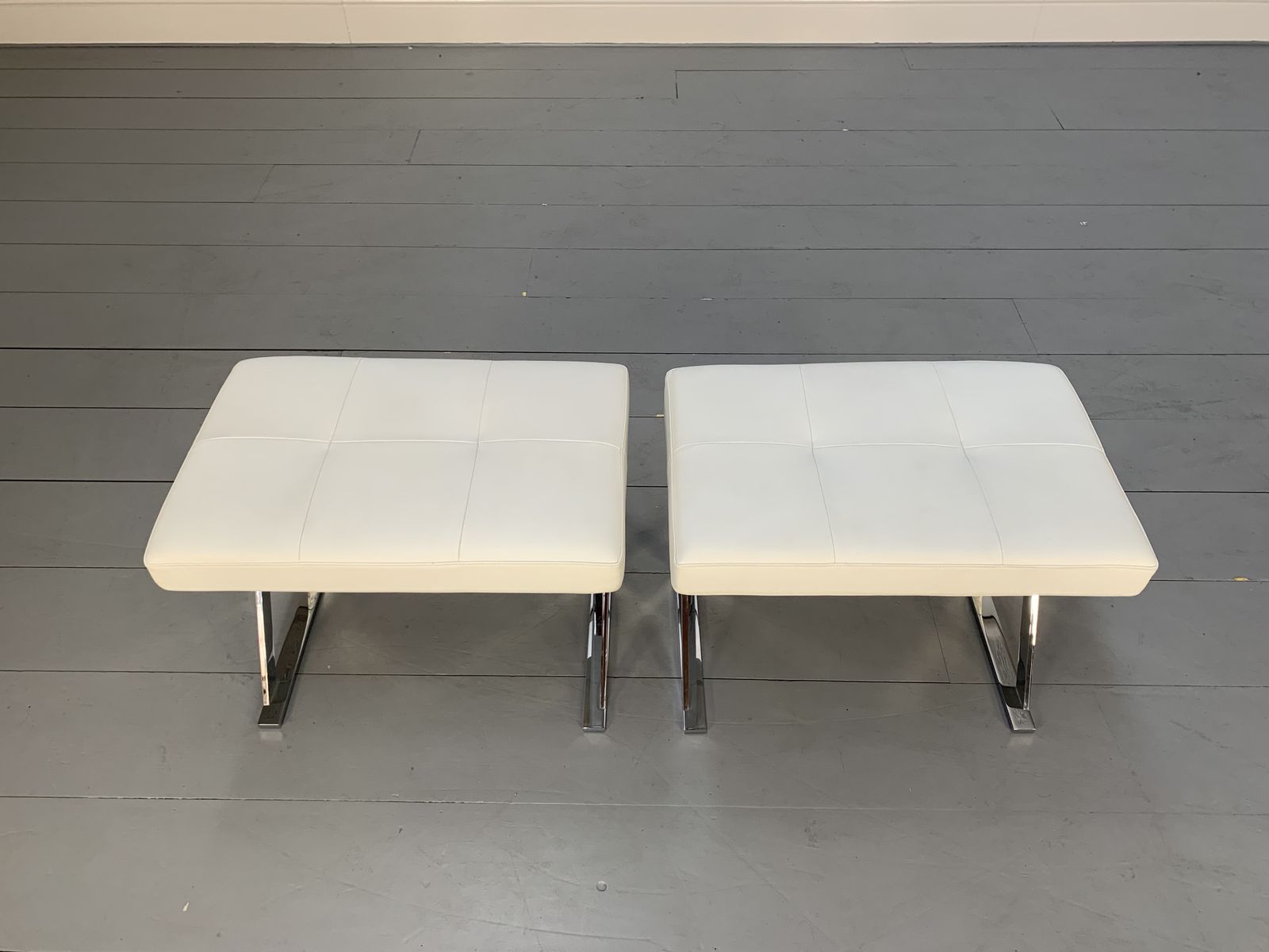 B&B Italia “Pathos Smp6” Bench Footstool – In White “Gamma” Leather photo 1100.0