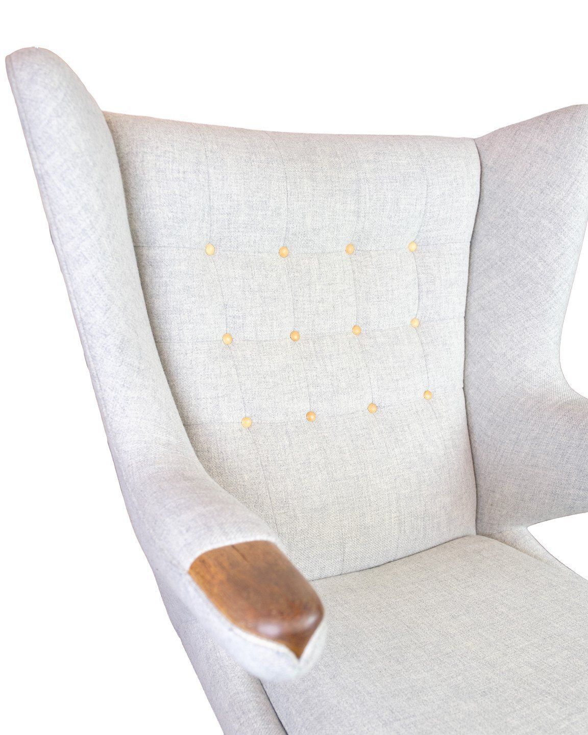 Papa Bear Chair Model Ap 19 In Light Gray Hallingdal Fabric & Teak By Hans J. Wegner Pp Furniture photo for sale