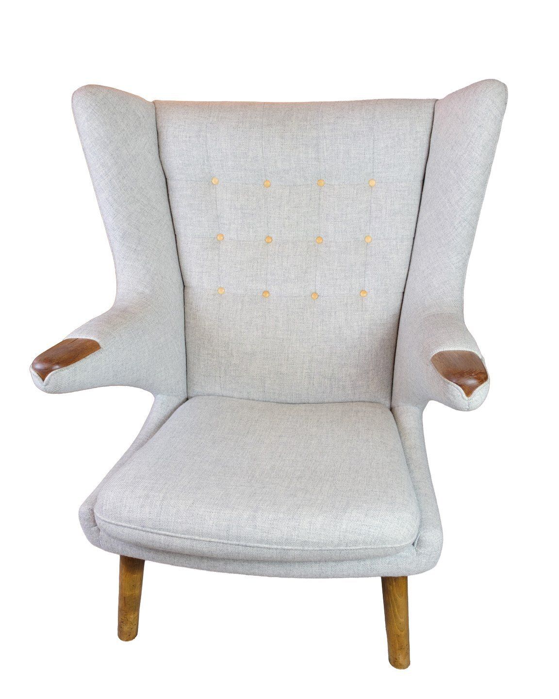 photo furniture Papa Bear Chair Model Ap 19 In Light Gray Hallingdal Fabric & Teak By Hans J. Wegner Pp Furniture