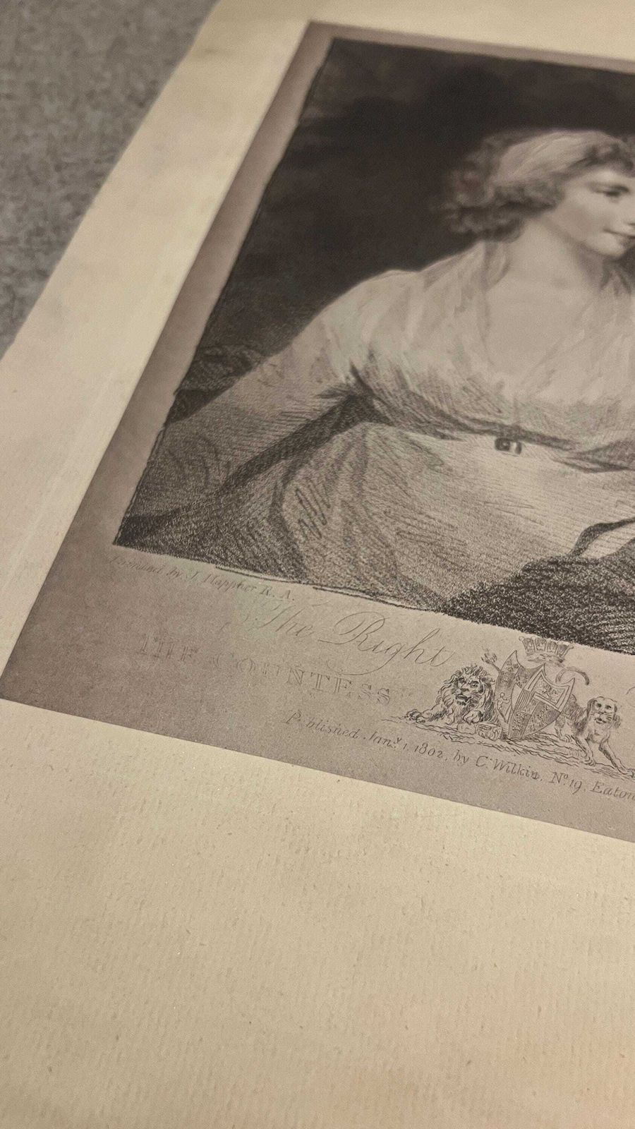 Antique 1802 Portrait Engraving Of Charlotte Fitzroy Countess Of Euston By Charles Wilkins photo 79.0