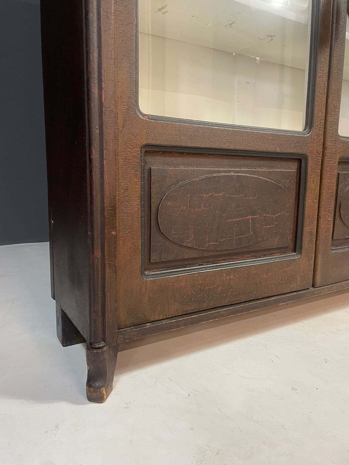 photo vintage Historic Glass Front Bookcase From Austria Hungary, Late 19th–Early 20th C.