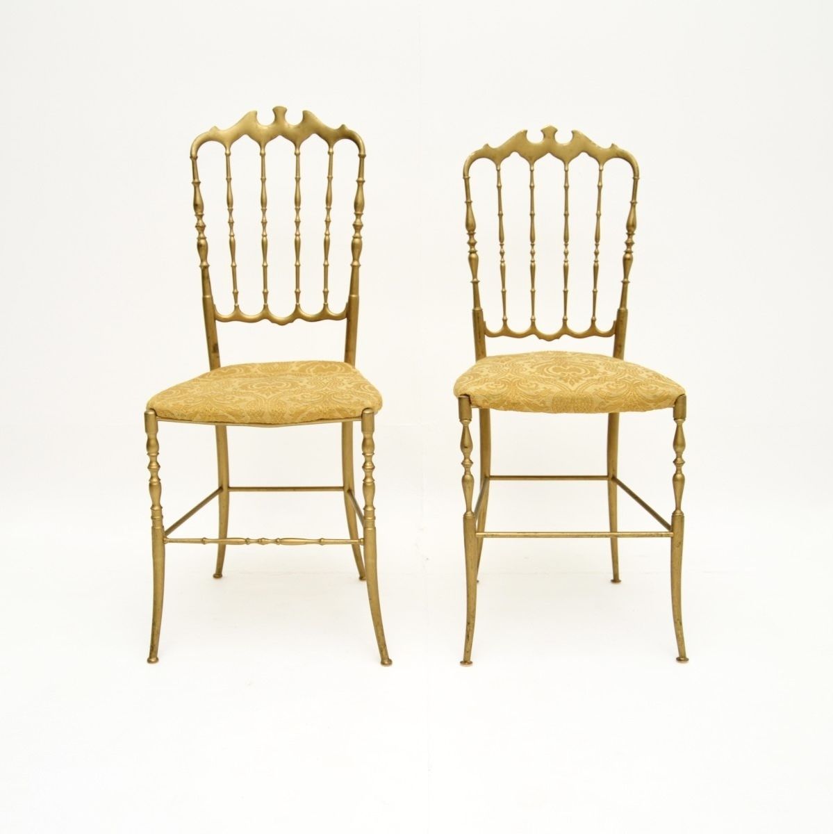 Pair Of Vintage Italian Chiavari Dining Chairs In Solid Brass photo furniture