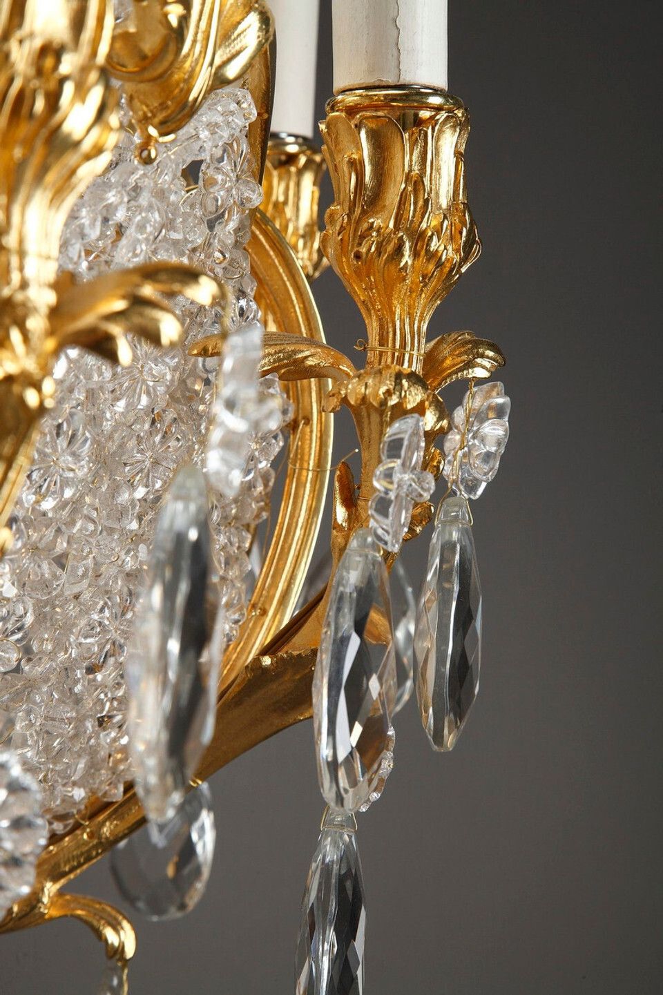 10180.0 Crystal And Gilded Bronze Corbeille Chandelier, Late 19th Century photo