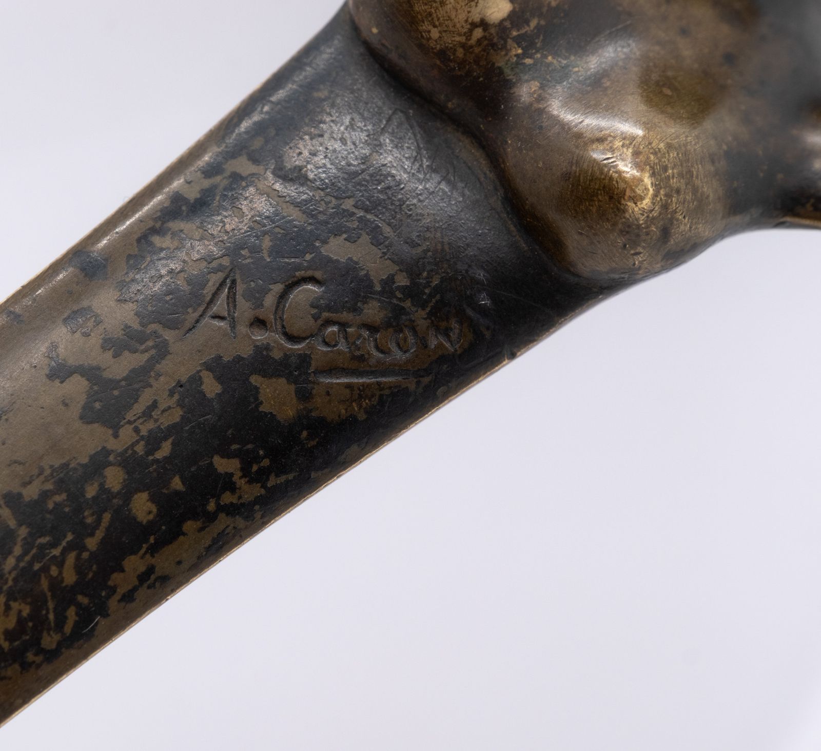 Art Nouveau Bronze Paper Knife Page Turner With Female Bust By Alexandre Caron Circa 1900 photo furniture