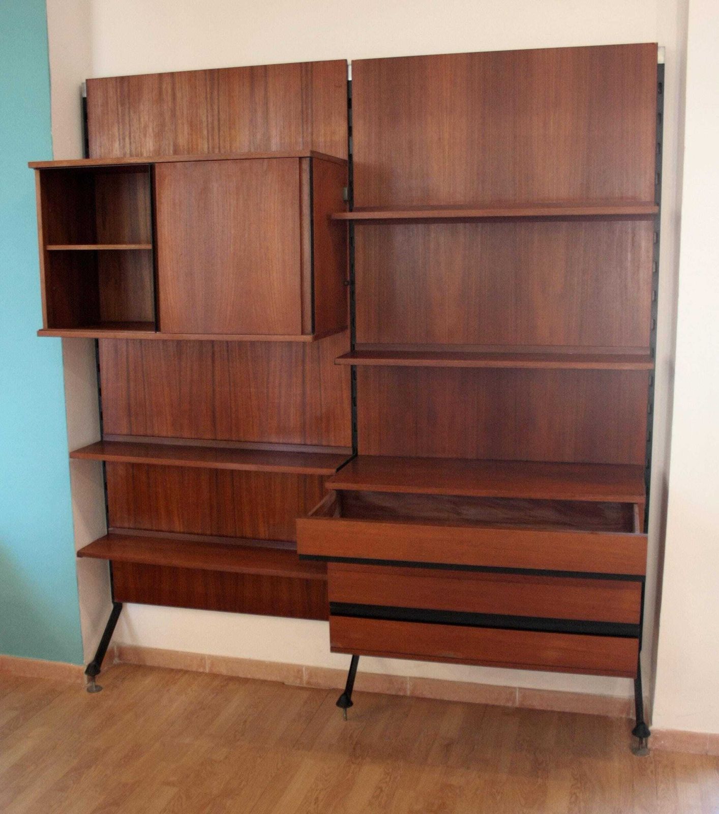 Urio Modular Wall System By Ico And Luisa Parisi For Mim 1957, Two Module Bookcase, Italy, 1960s photo furniture