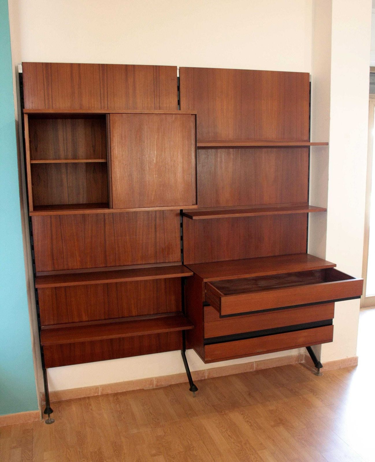 Urio Modular Wall System By Ico And Luisa Parisi For Mim 1957, Two Module Bookcase, Italy, 1960s photo for sale
