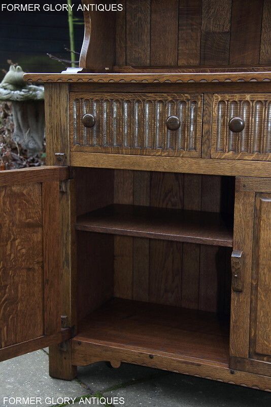 1450.0 A Rupert / Nigel Griffiths Monastic Carved Oak Derbyshire Dresser / Sideboard photo