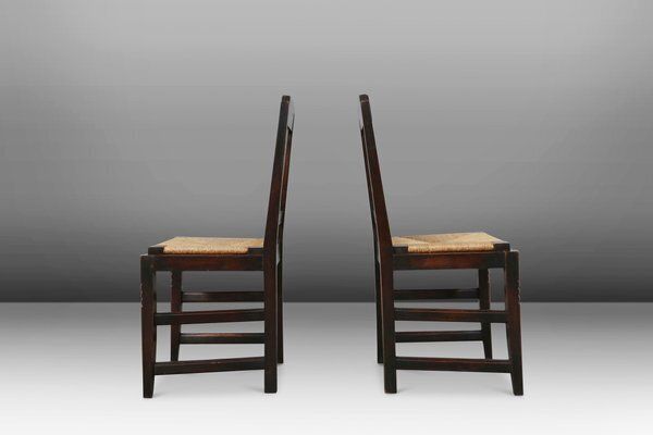 Art Deco Dining Chairs In Oak And Wicker Attributed To Victor Coutray, France, 1940s, Set Of 6 photo vintage