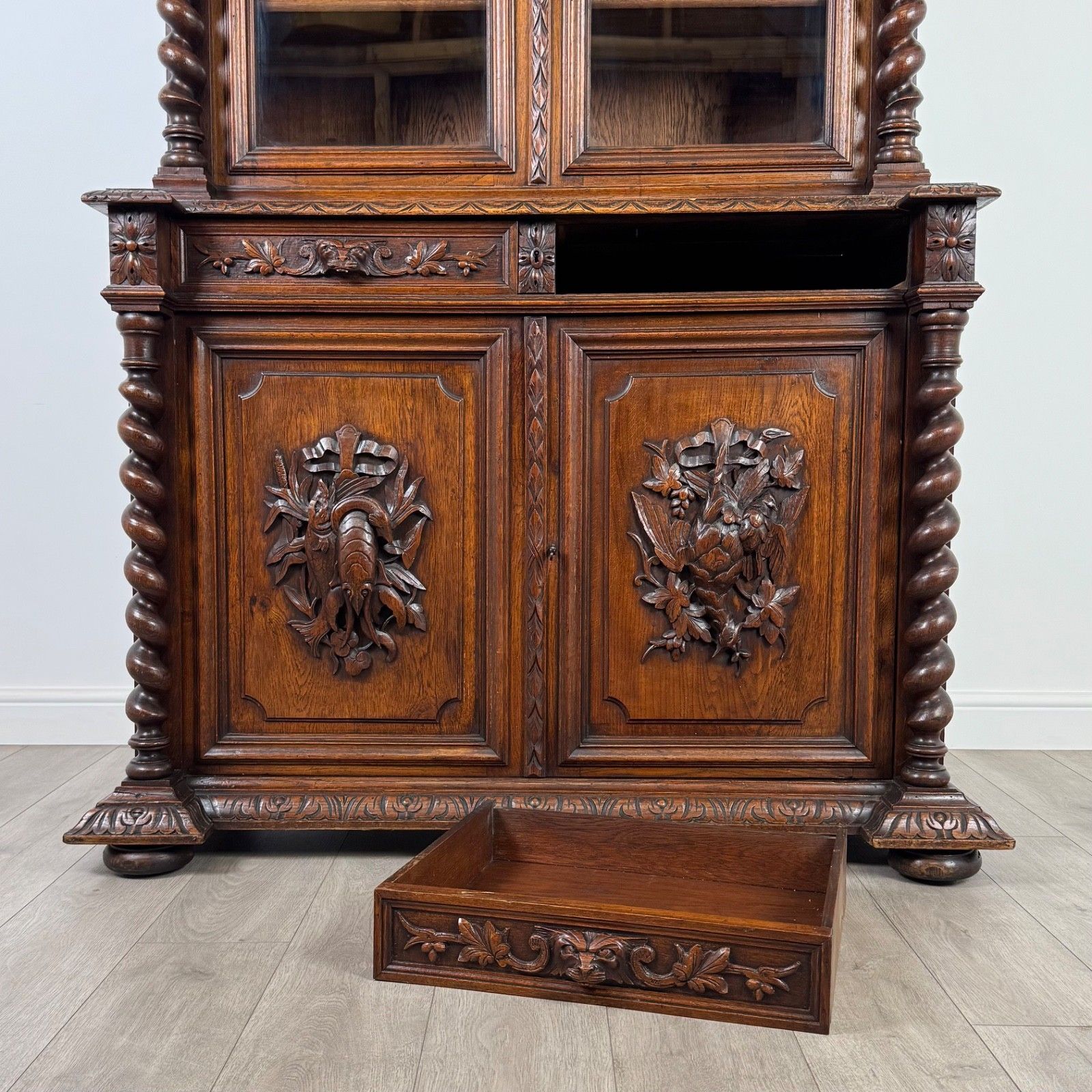 2495.0 Antique 19th Century Renaissance Revival Bookcase In Oak photo