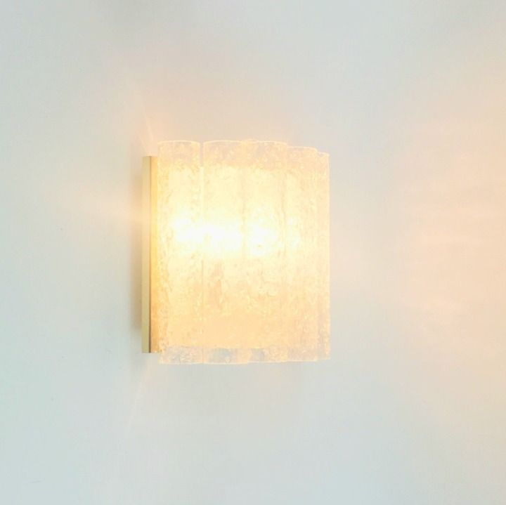 Paar Mid Century Modern Murano Ijsglas Wandlampen Van Doria, Duitsland, Jaren 1960 photo 690.0