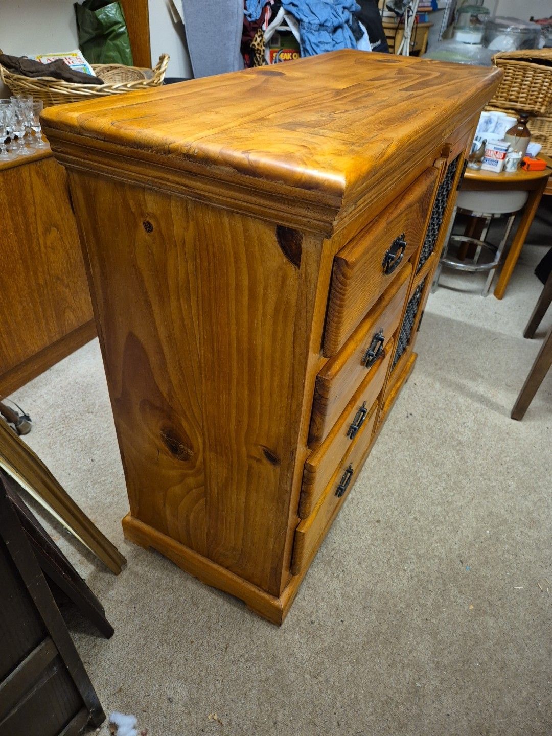Gorgeous Solid Wood & Cast Iron Cupboard/Sideboard With 4 Drawers photo for sale