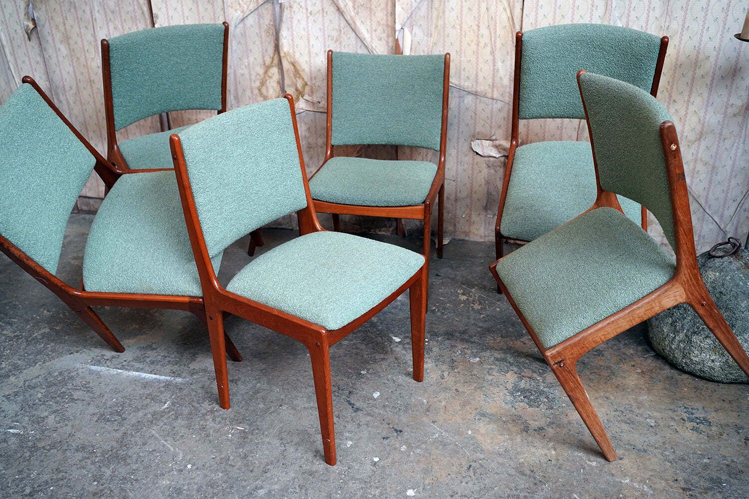A Set Of Six Danish 1960's Chase Erwin Upholstered Teak Dining Chairs photo furniture
