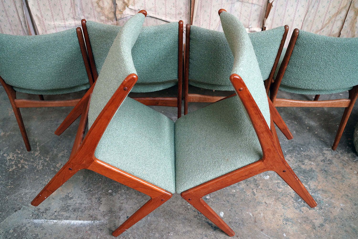 A Set Of Six Danish 1960's Chase Erwin Upholstered Teak Dining Chairs photo buy