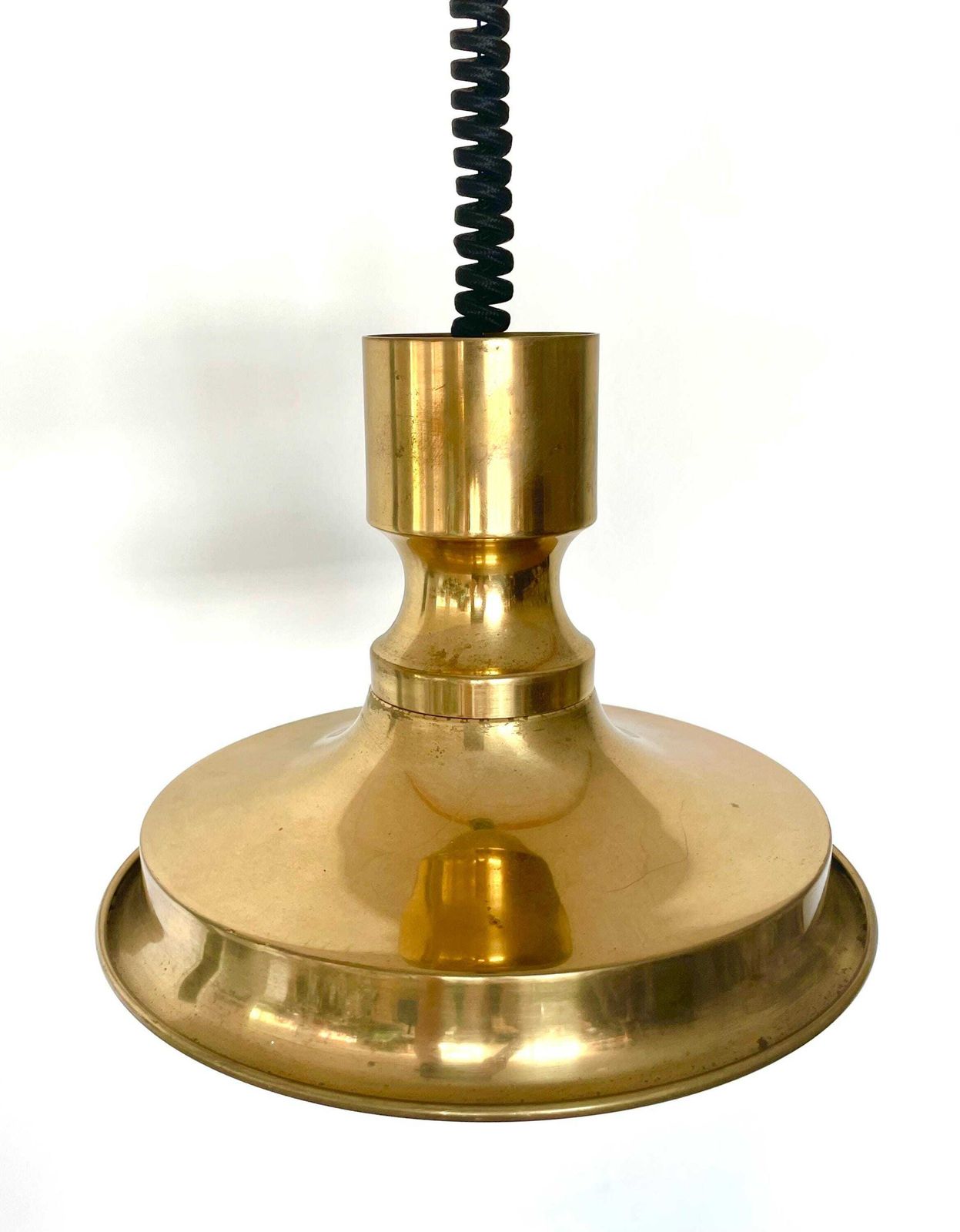 Danish Mid Century Modern Vintage Patinated Brass Ceiling Lamp In Architectural Elegant Design From The 1960s photo vinterior
