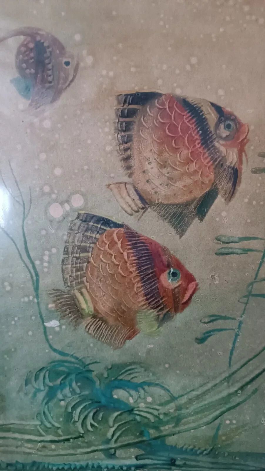 Mixed Media Painting Fish Silvio Polloni (Florence 1888 1972) Wooden Frame photo Art