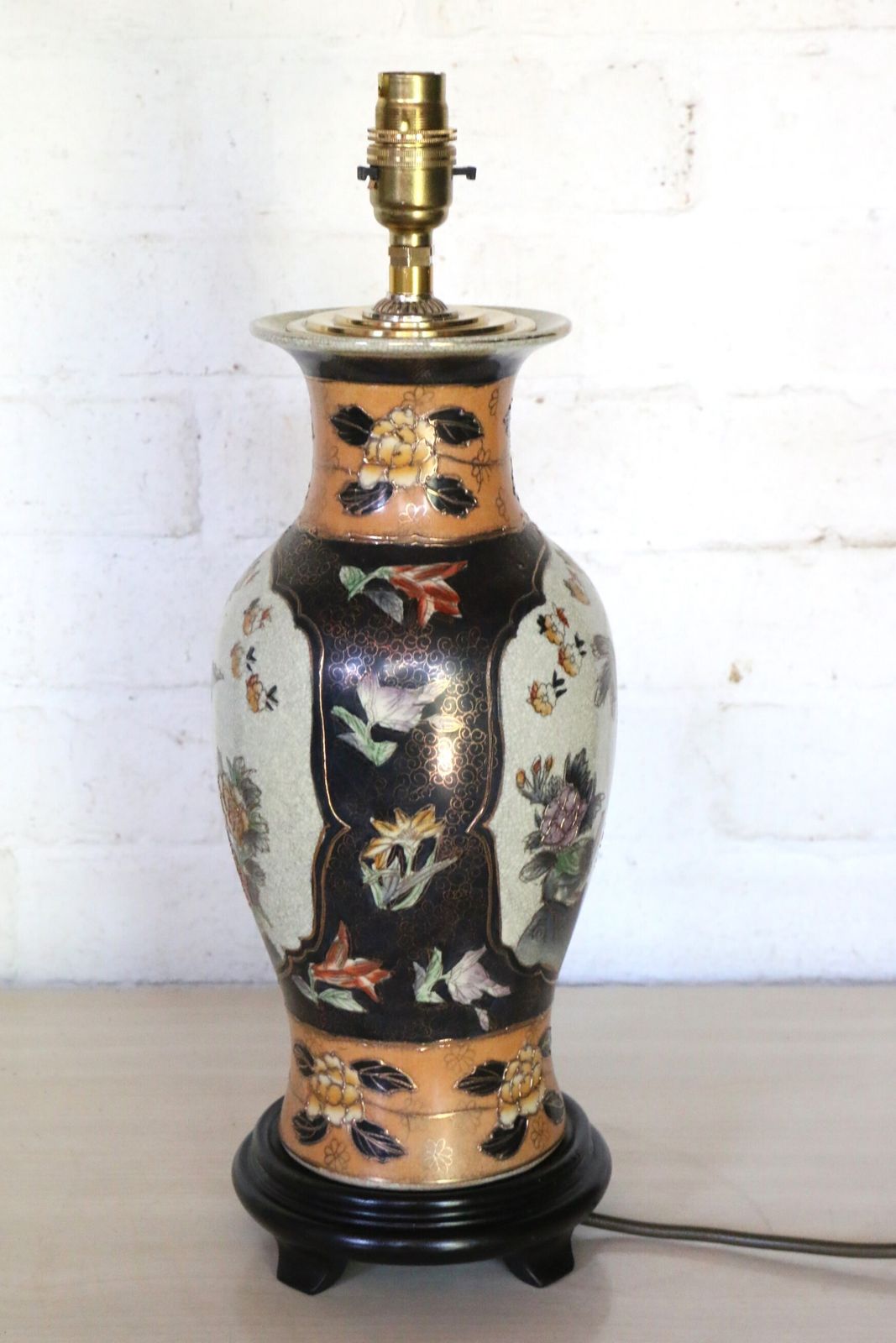 A Vintage Chinese Ceramic Table Lamp Temple Shaped With Gold Tube Borders   Free Postage photo buy