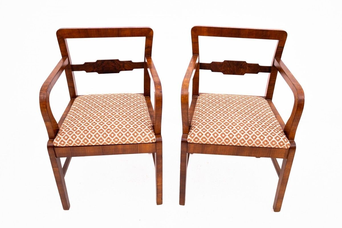 Pair Of Art Deco Armchairs From The 1940s, Poland. photo for sale