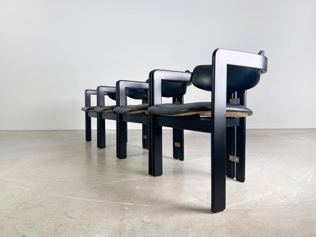 Original Set Of 4 Pamplona Chairs Pozzi Augusto Savini Leather photo 5990.0