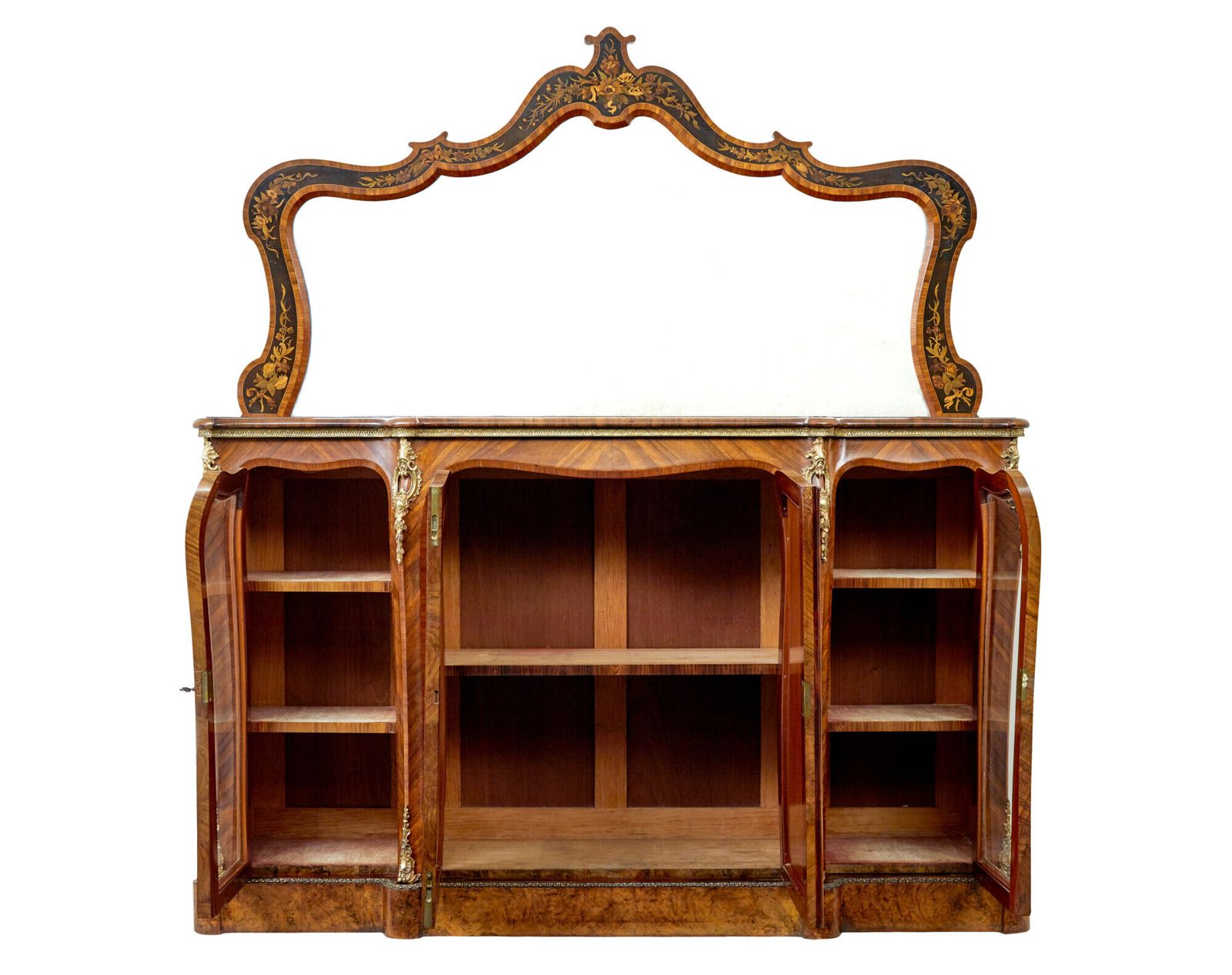 5995.0 High Victorian Inlaid Burr Walnut Credenza With Mirror photo