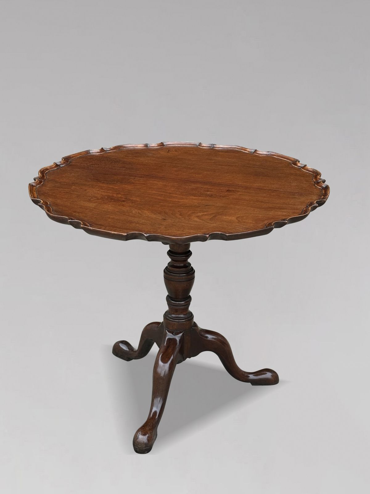 18th Century George III Period Mahogany Pie Crust Edge Tripod Table photo vinterior